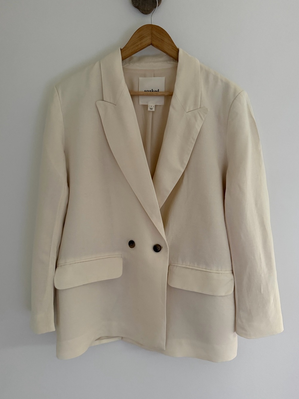 Soaked in Luxury Ragna Linen Blend Blazer M Pearled Ivory